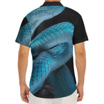 Turquoise Snake Print Men's Deep V-Neck Shirt