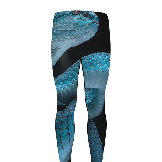Turquoise Snake Print Men's leggings