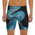Turquoise Snake Print Men's Long Boxer Briefs