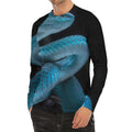 Turquoise Snake Print Men's Long Sleeve Rash Guard