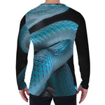 Turquoise Snake Print Men's Long Sleeve T-Shirt