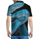 Turquoise Snake Print Men's Polo Shirt