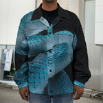 Turquoise Snake Print Men's Shirt Jacket