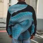 Turquoise Snake Print Men's Shirt Jacket