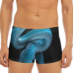Turquoise Snake Print Men's Short Boxer Briefs