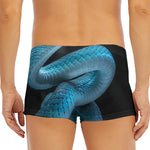Turquoise Snake Print Men's Short Boxer Briefs