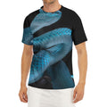 Turquoise Snake Print Men's Short Sleeve Rash Guard