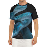 Turquoise Snake Print Men's Short Sleeve Rash Guard