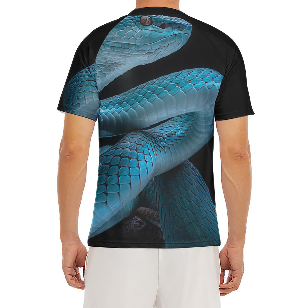 Turquoise Snake Print Men's Short Sleeve Rash Guard