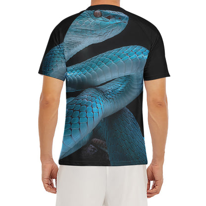 Turquoise Snake Print Men's Short Sleeve Rash Guard