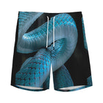 Turquoise Snake Print Men's Sports Shorts