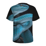 Turquoise Snake Print Men's Sports T-Shirt