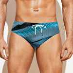 Turquoise Snake Print Men's Swim Briefs