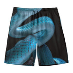 Turquoise Snake Print Men's Swim Trunks