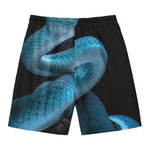 Turquoise Snake Print Men's Swim Trunks
