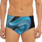 Turquoise Snake Print Men's Triangle Swim Briefs