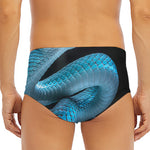 Turquoise Snake Print Men's Triangle Swim Briefs