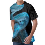 Turquoise Snake Print Men's Velvet T-Shirt