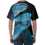 Turquoise Snake Print Men's Velvet T-Shirt