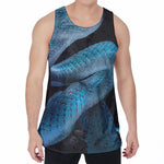 Turquoise Snake Print Men's Velvet Tank Top