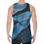 Turquoise Snake Print Men's Velvet Tank Top