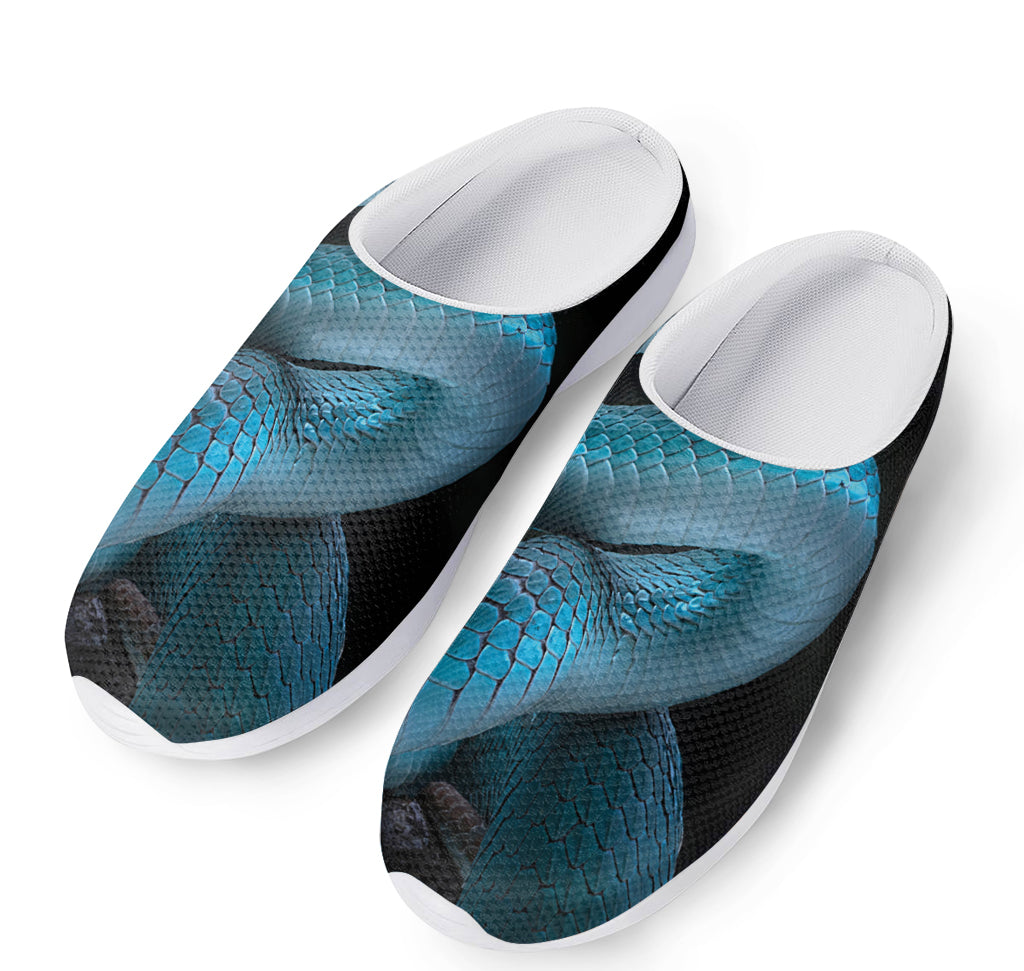 Turquoise Snake Print Mesh Casual Shoes