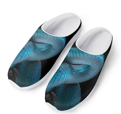Turquoise Snake Print Mesh Casual Shoes