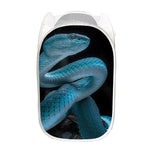 Turquoise Snake Print Mesh Laundry Hamper