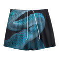 Turquoise Snake Print Mesh Shorts