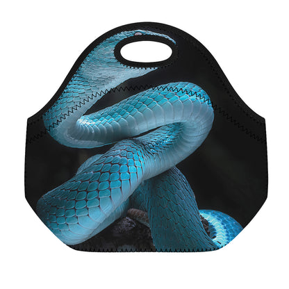 Turquoise Snake Print Neoprene Lunch Bag