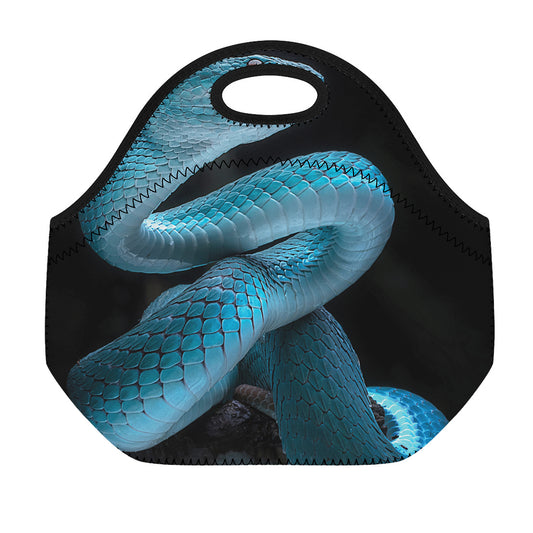 Turquoise Snake Print Neoprene Lunch Bag
