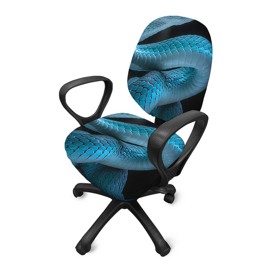Turquoise Snake Print Office Chair Cover