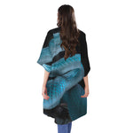 Turquoise Snake Print Open Front Beach Cover Up