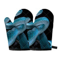 Turquoise Snake Print Oven Mitts