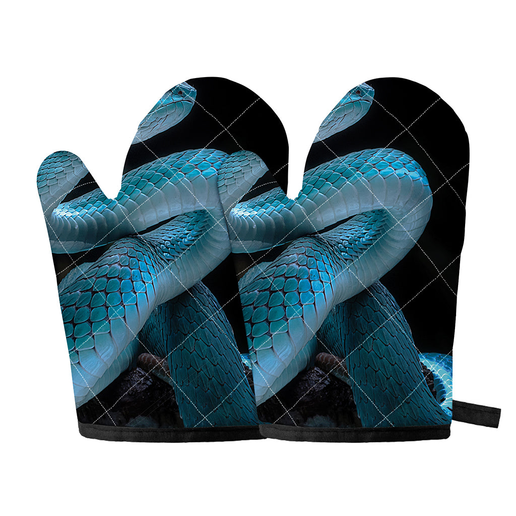 Turquoise Snake Print Oven Mitts