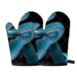 Turquoise Snake Print Oven Mitts