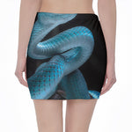 Turquoise Snake Print Pencil Mini Skirt
