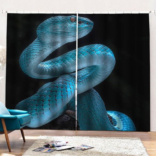 Turquoise Snake Print Pencil Pleat Curtains