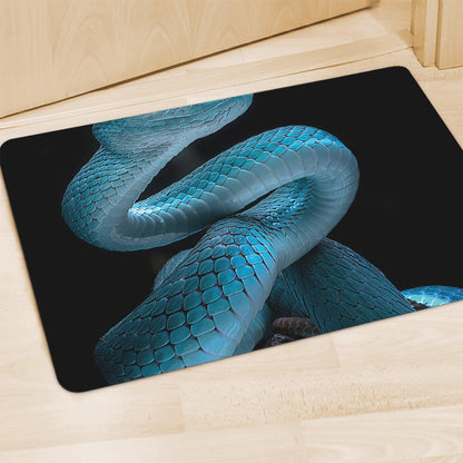 Turquoise Snake Print Polyester Doormat