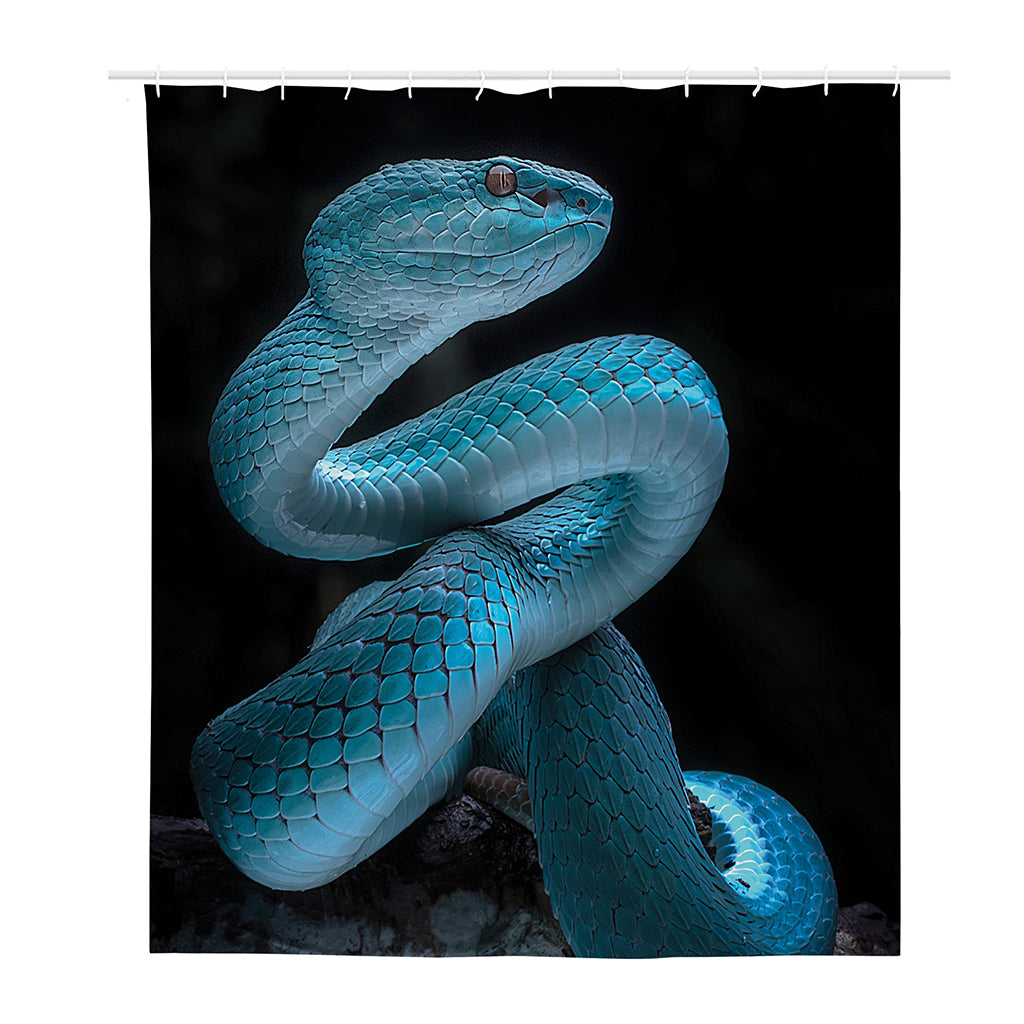 Turquoise Snake Print Polyester Shower Curtain