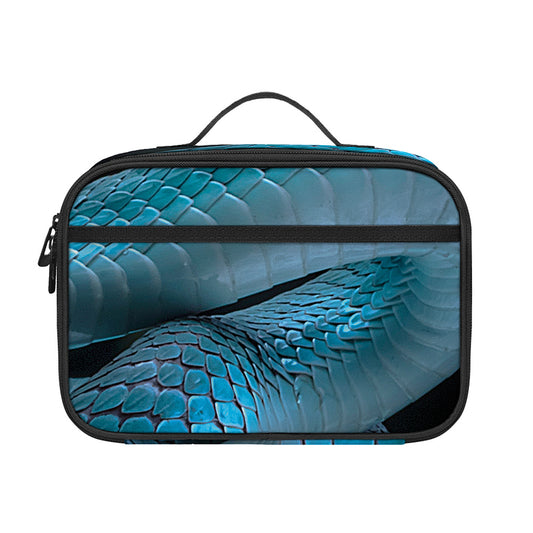 Turquoise Snake Print Portable Lunch Bag