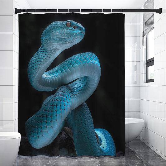 Turquoise Snake Print Premium Shower Curtain