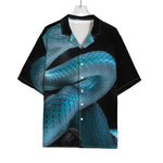 Turquoise Snake Print Rayon Hawaiian Shirt