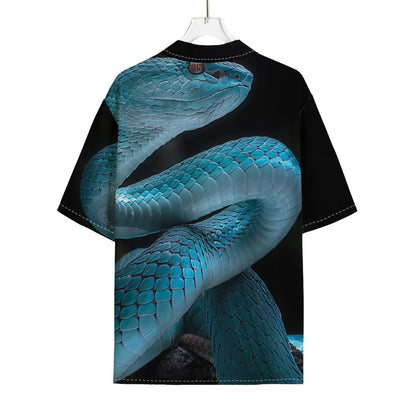 Turquoise Snake Print Rayon Hawaiian Shirt