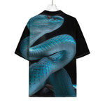 Turquoise Snake Print Rayon Hawaiian Shirt