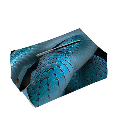 Turquoise Snake Print Rectangle Tissue Box Cover