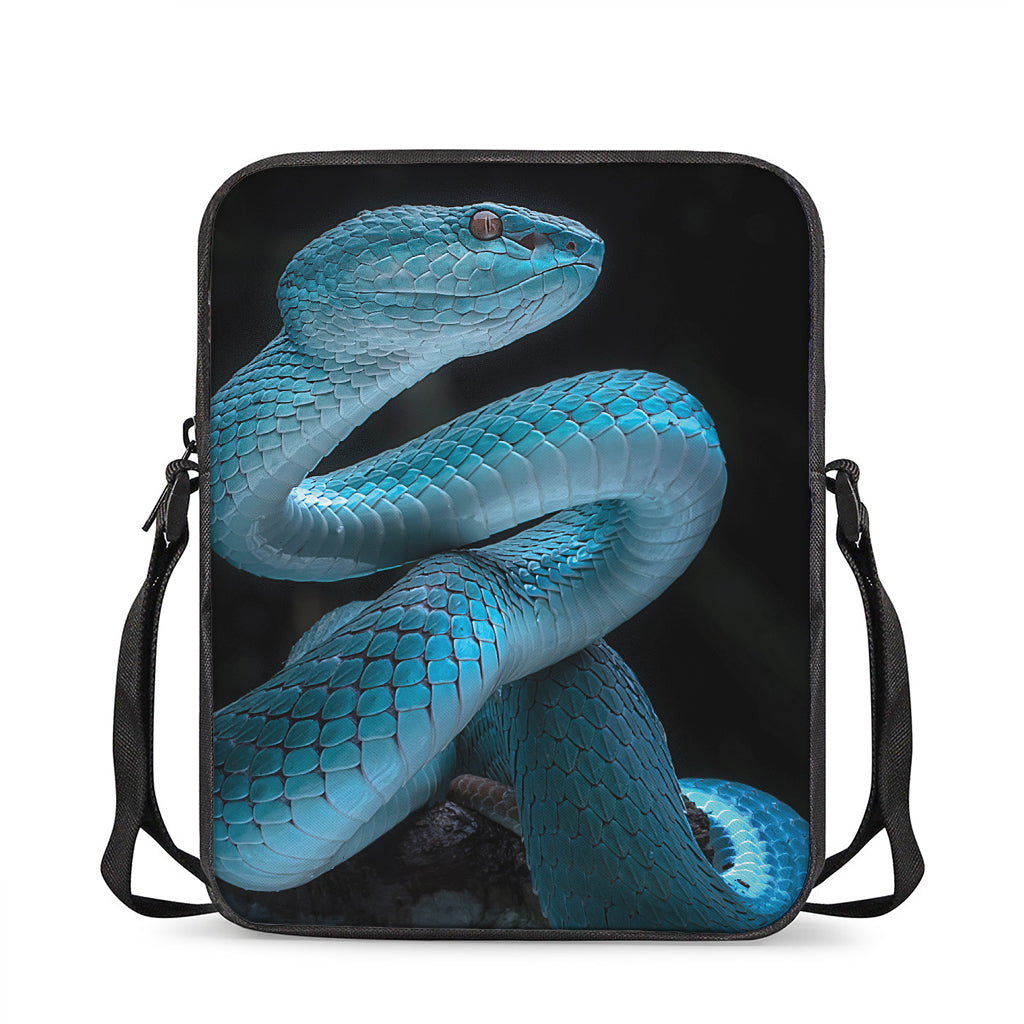 Turquoise Snake Print Rectangular Crossbody Bag