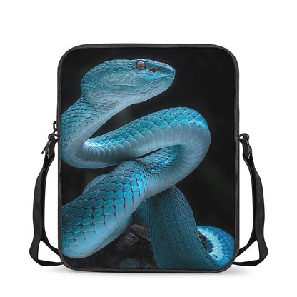 Turquoise Snake Print Rectangular Crossbody Bag