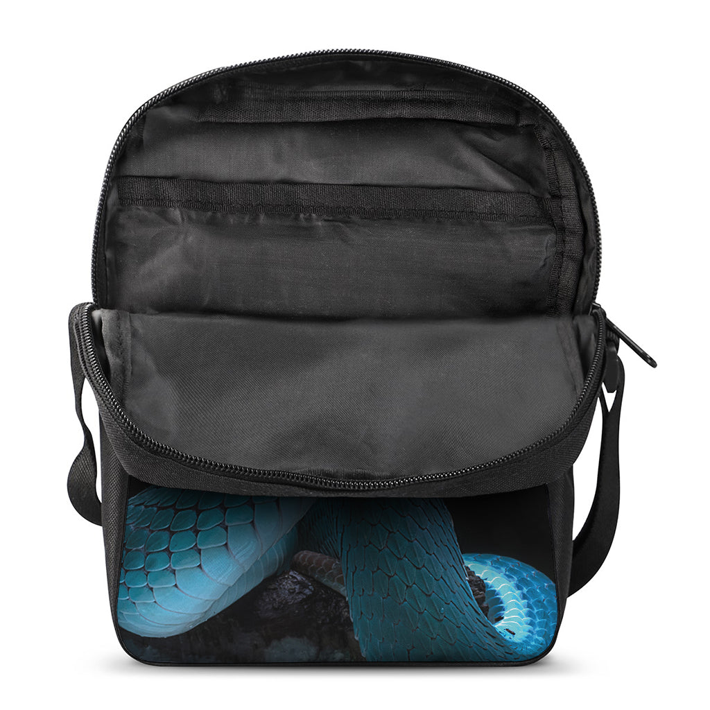 Turquoise Snake Print Rectangular Crossbody Bag
