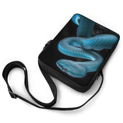 Turquoise Snake Print Rectangular Crossbody Bag